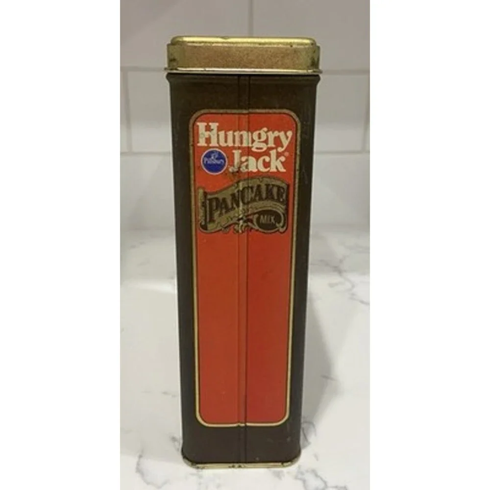 Vintage 1980's Pillsbury Hungry Jack Buttermilk Pancake 32 oz Tin Kids onBack